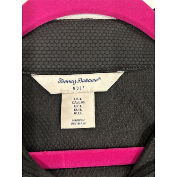 Tommy Bahama Womens Sz L Black Golf UPF Blouse Shirt Top Tropical Beach - Picture 8 of 9